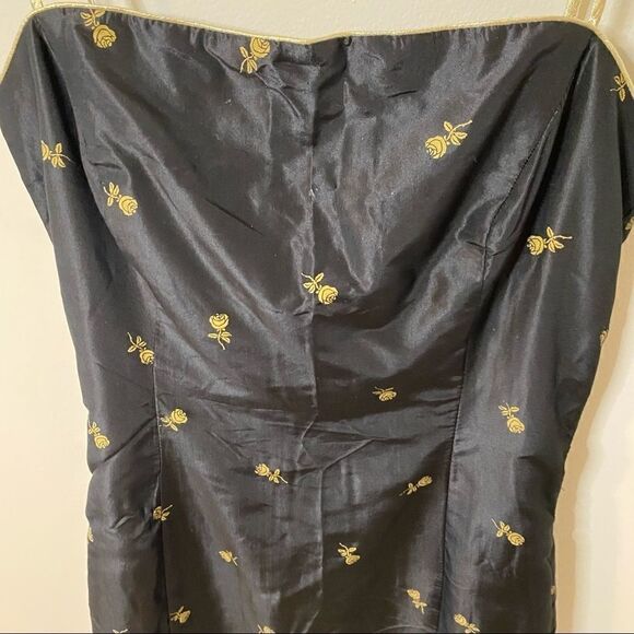 Rebecca Taylor Silk Dress Gold Roses Sz 2 - Picture 10 of 16